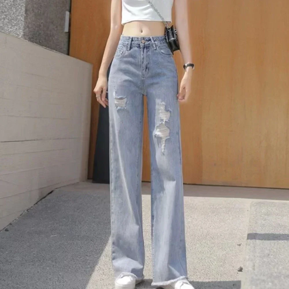 

Flared Bell Bottom High Waist Shot Womens Jeans Straight Leg with Pockets Blue Pants for Women Flare Trousers Fitted Teenagers A