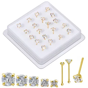 20 Buah Kancing Hidung Pin Lurus dengan 1.5 Mm 2MM 3MM 4MM Cincin Hidung Kristal CZ Perhiasan Tubuh Tindik Pin Bola Tulang Hidung 8 tindik penjualan terbaik 2mm - №