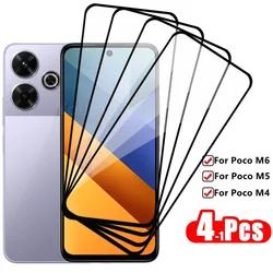 Full Cover Glass For Poco M6 Tempered Glass For Xiaomi Poco M6 M5 M4 Screen Protector Protective Phone Film Poco M6 4G