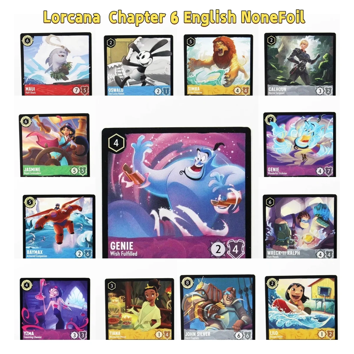 

Lorcana Proxy Chapter 6 English NoneFoil High Quality genie jasmine calhoun simba tiana yzma lilo john baymax TCG Game Cards