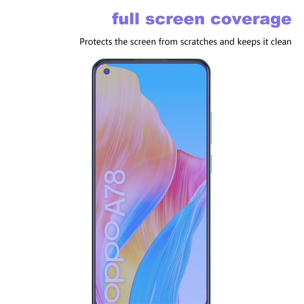 Protecteur d'écran pour OPPO A78 4G, verre haute en aluminium HD cristal 9H transparent clair anti-rayures, étui convivial