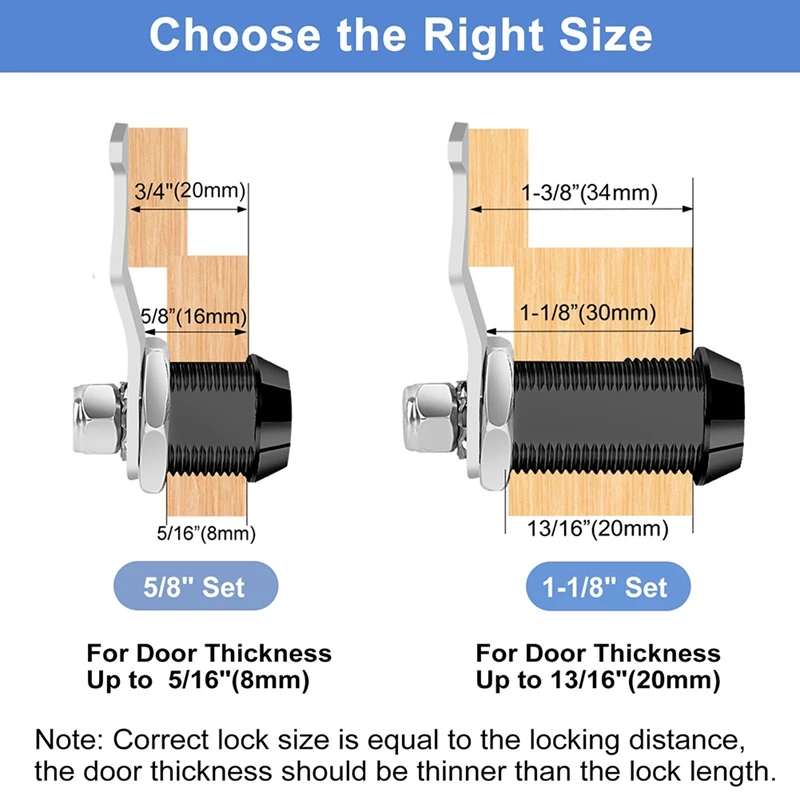 Black Tool Box Lock With Key, Same Key Cabinet Lock, Hook Cam, Tubular Cam Lock,Zinc Alloy,RV LOCK CM1917 CM1930