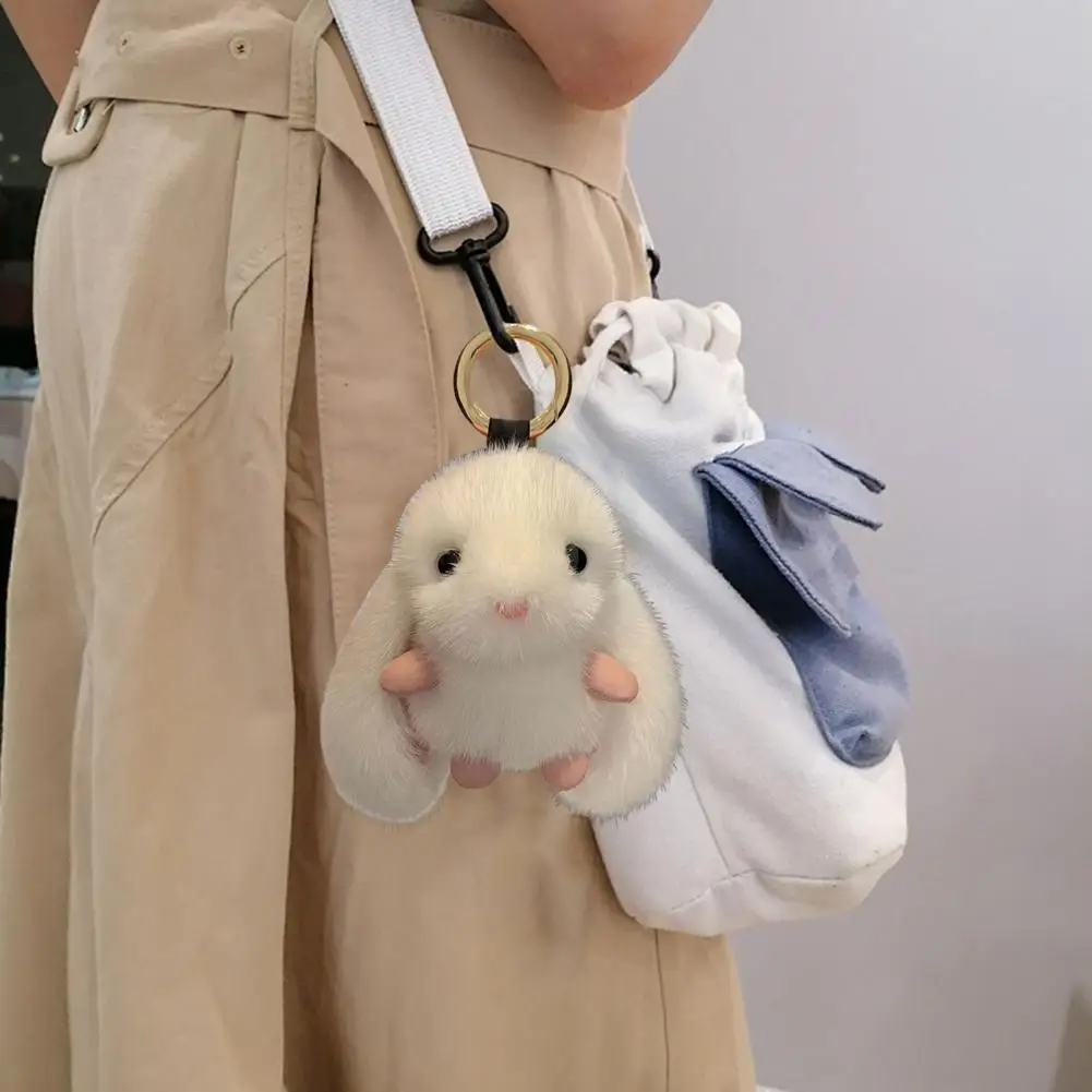 Bunny Bag Pendant Cute Bunny Plush Keychain Pendant for Bag Car Long Ear Rabbit Doll Charm Holder Backpack Decoration Gift Idea