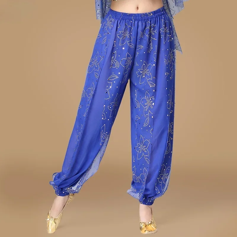 yesCustomized Indian Belly Dance Costumes Undercover Chiffon Flower Pants Program Performance Clothes Female Indian Clothes Wome