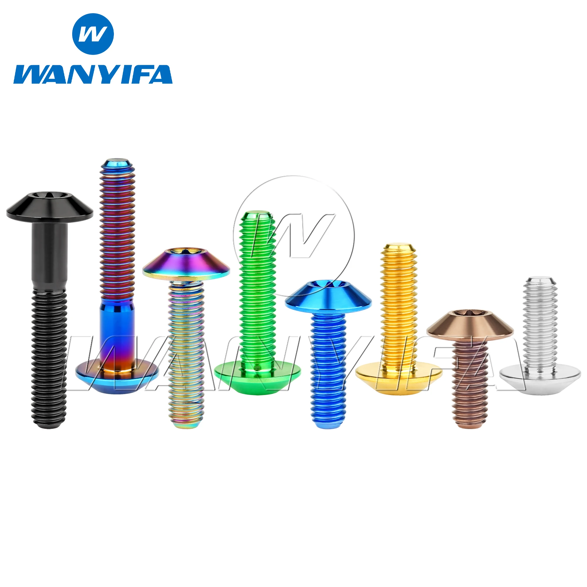 Wanyifa Titanium Bolt M4/M5/M6x10 12 15 20 25 30 35mm Umbrella Torx Head Screw for Bike Motorcycle Disc Brake Ti Fasteners