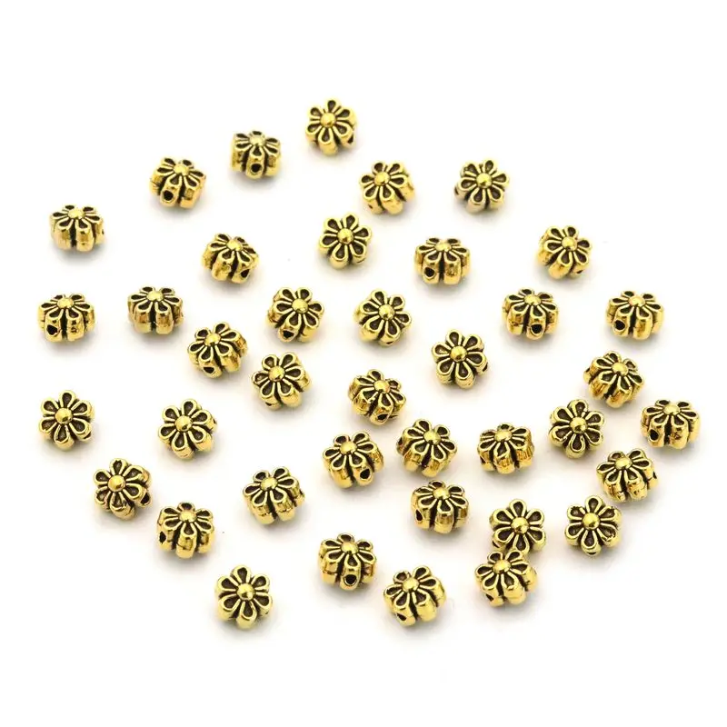 Flower Antique Silver Gold Color Bronze Loose Spacer Metal Beads For Jewelry Finding Handmade Jewelry Diy Accessories Hole1mm