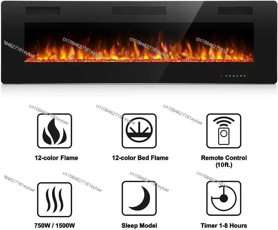 Electric Fireplaces For Living Room Wood Led Decorative 3d Flame Indoor Recessed Wall Mounted Home Heater With Remote Control