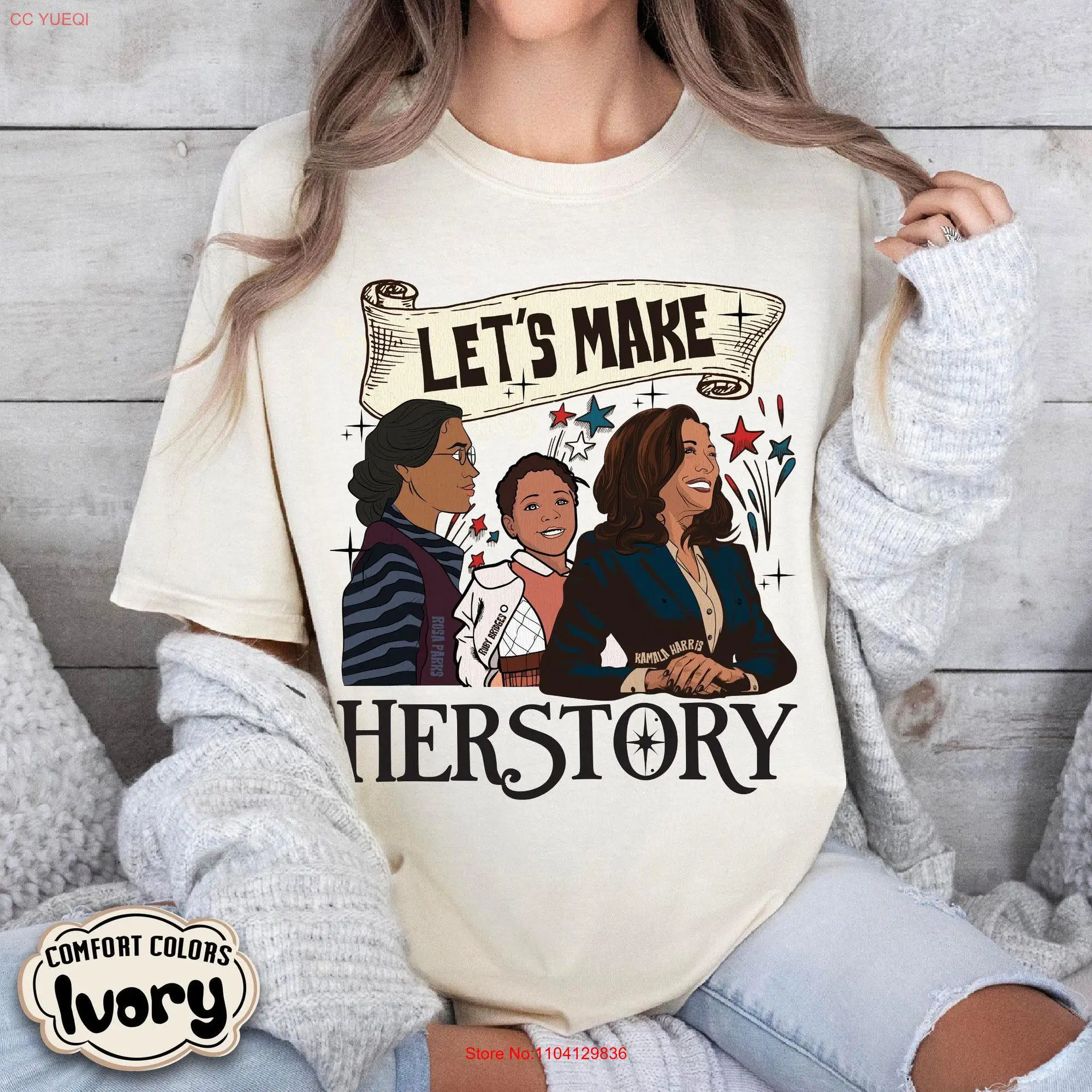 Lets Make Herstory Kamala Harris 2024 Comfort Colors T Shirt President Election long or short sleeves