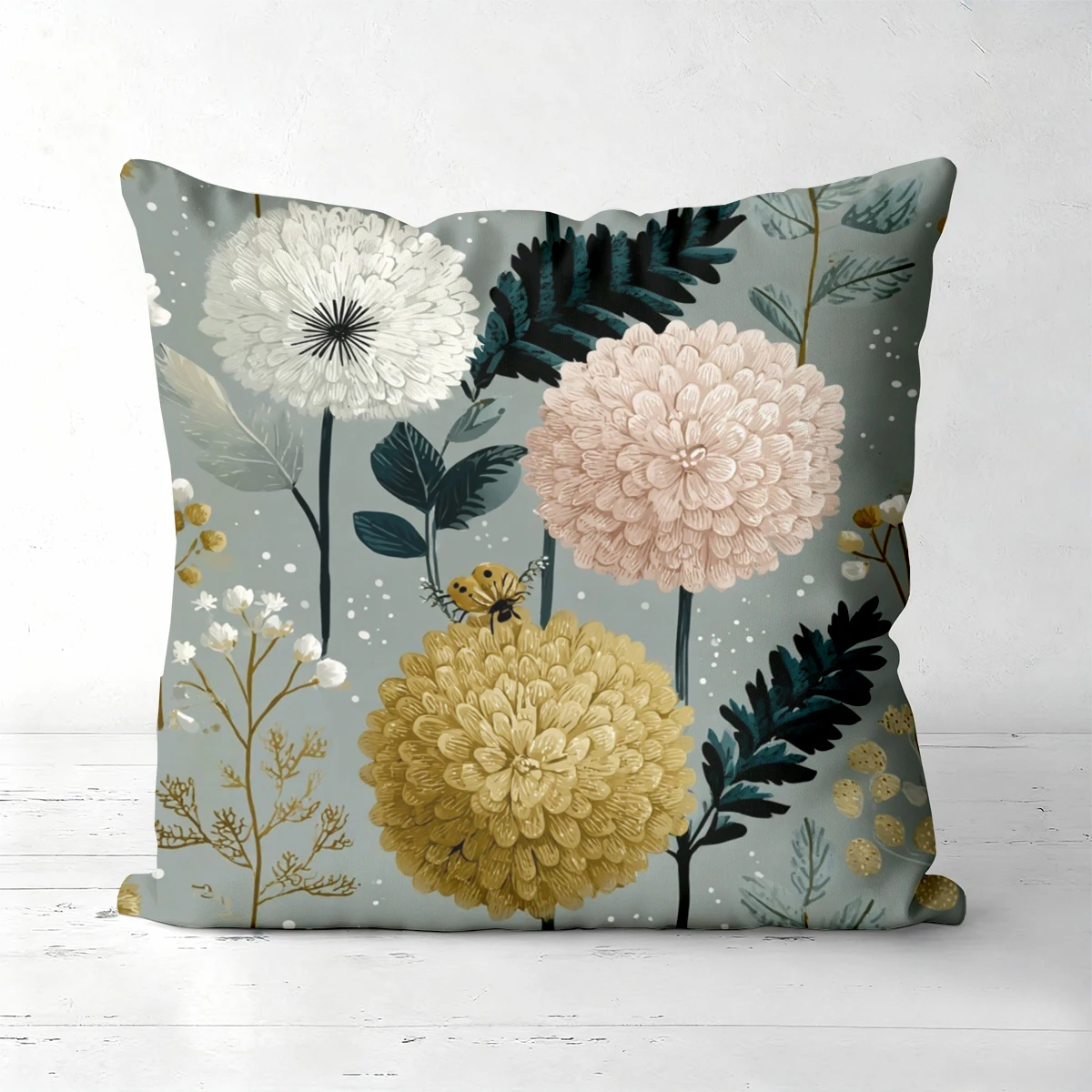 Floral Dandelion Print Pillow Cover, Zipper Style Durable, Sofa & Car Cushion Cover