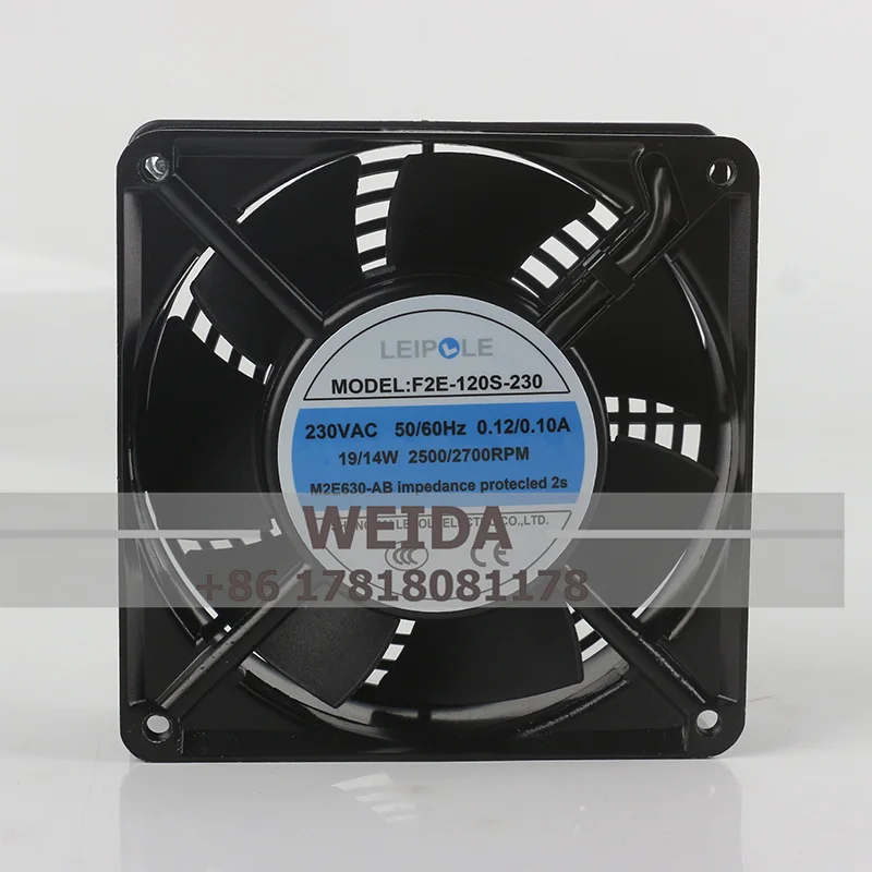 

LEIPOLE AC 230V 0.12/0.10A 19/14W DC EC 12038 120X120X38MM 12CM Cabinet with Aluminum Frame F2E-120S-230 Cooling Fan