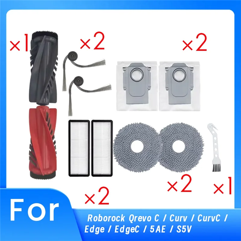 A50Q-For Roborock Qrevo C / Curv / Curvc / Edge / Edgec / 5AE / S5V Sweeping Main Side Brush Mop Filter Dust Bags