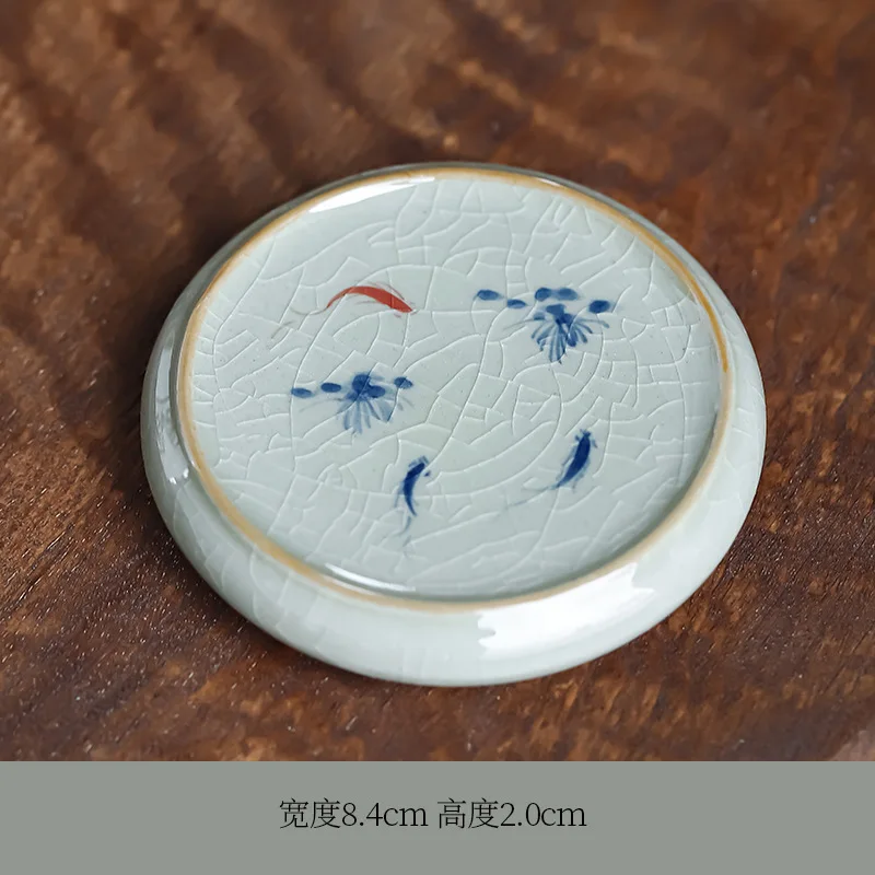 

Ceramic Kung Fu Set Accessories Lid Holder Antique Style Old Clay Blue and White Porcelain Underglaze Hand-painted Tea Tray