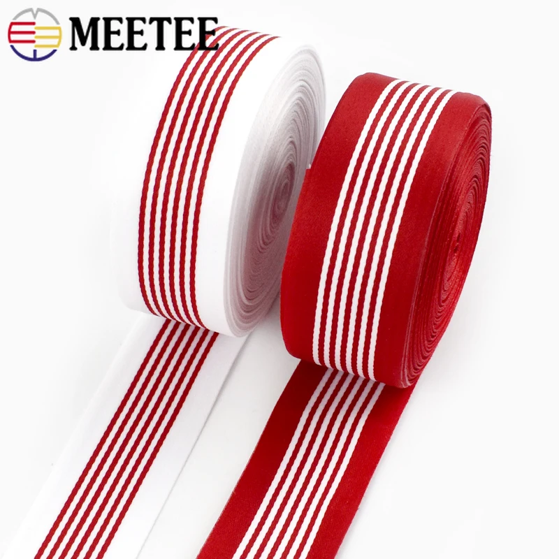 5/10Meters 35mm Polyester Striped Webbing Jacquard Ribbon for Bag Strap Garment Trouser Decoration Band DIY Sewing Accessories