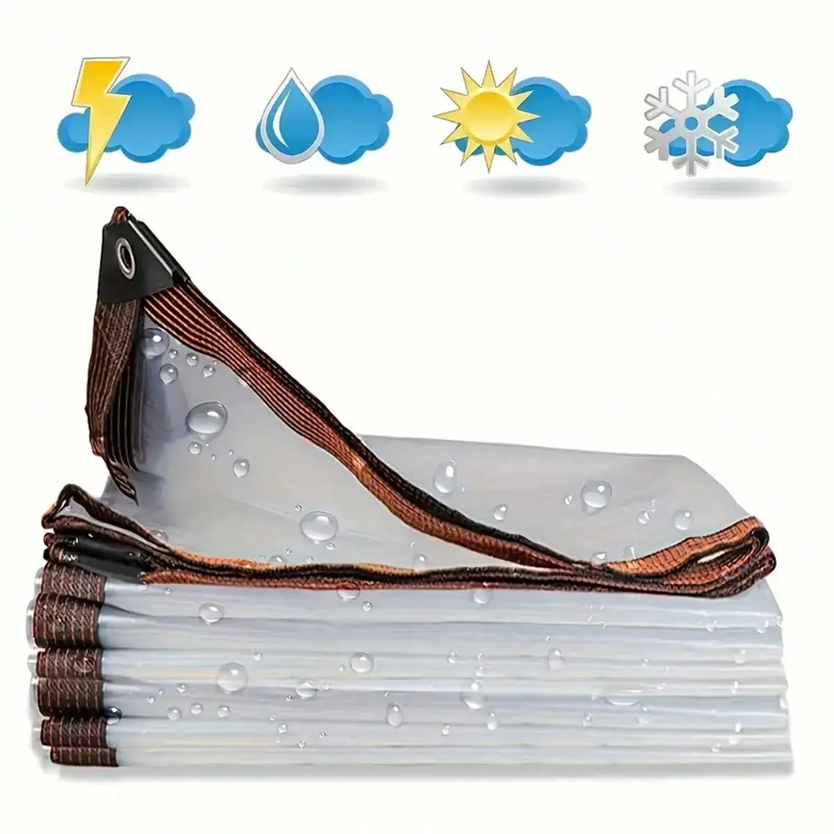 1 Piece of Transparent Waterproof Tarpaulin, Thickened Waterproof, with Holes, Tear Resistant and Rainproof Tarpaulin