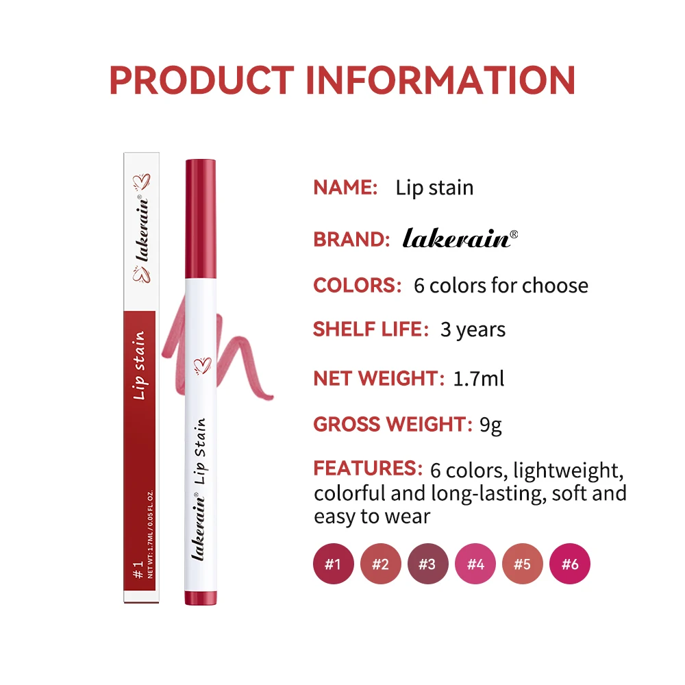 Liquid Lip Stain Pen Long lasting Lip Liner Waterproof Matte Pink