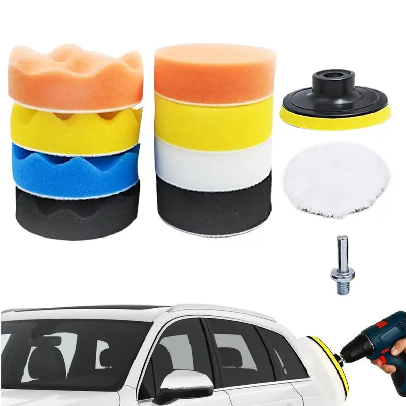 Spons Buffing Pads Polijsten Buffing Wheel Met Boor Adapter Auto Waxen Pads Spons En Wol Polijsten Pad Set Voor Auto