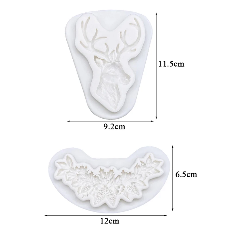 Reindeer Nut Fruit Wreath Christmas Silicone Sugarcraft Mold Resin Tools Cupcake Baking Mould Fondant Cake Decorating Tools