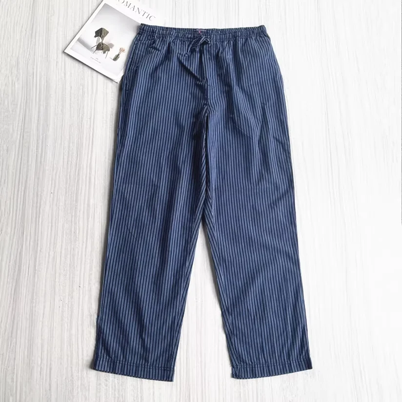 

Men's Pajama Pants Cotton 100% Woven Thin With Pocket And Urinal Hole Loose Plaid Home Sleepwear Trousers