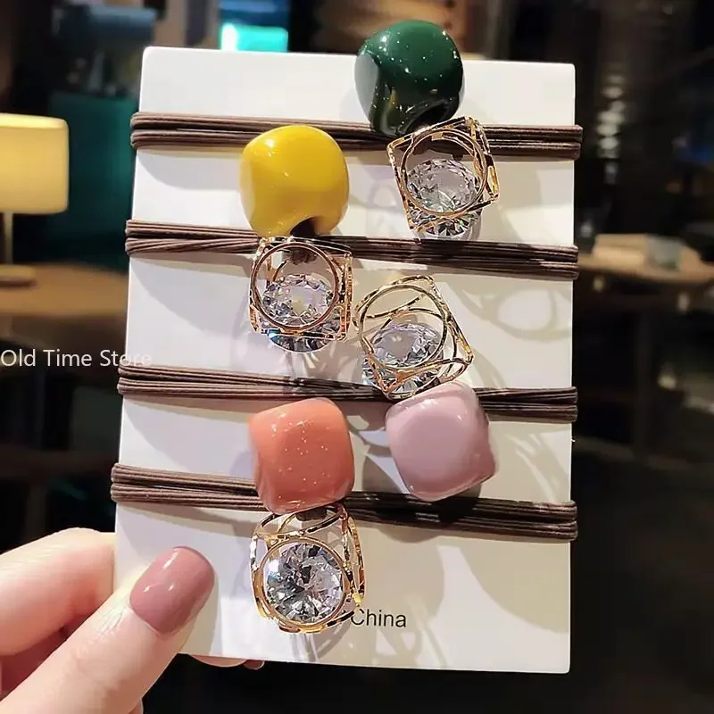 1pc Head Rope Cutout Crystal Hair Tie Rubber Band Hair Rope Suitable for Ladies and Girls Hair Accessories Headband