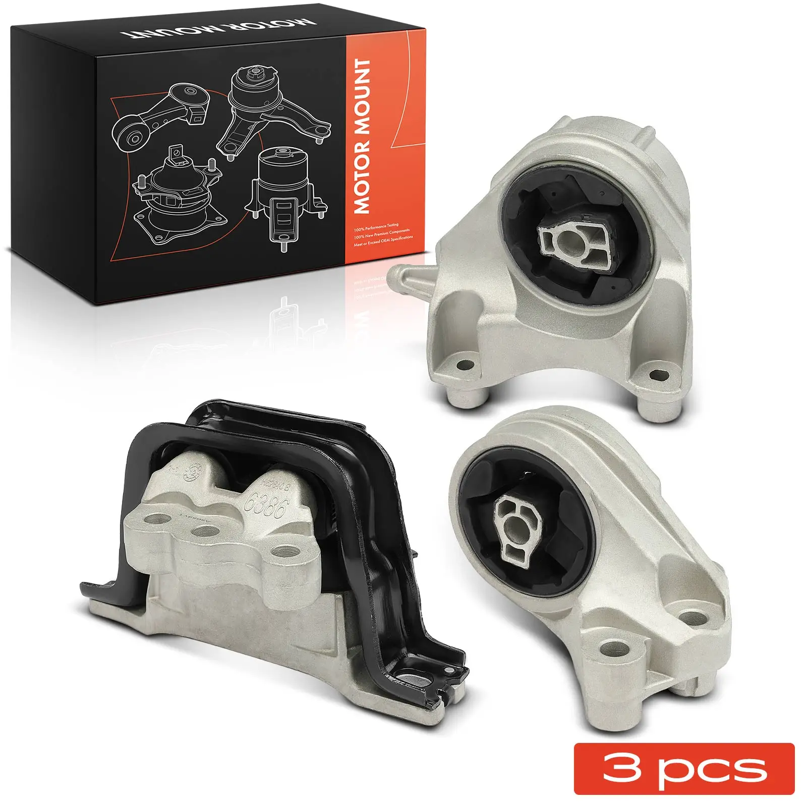 Frankberg 1x Motoronderdelen + 2x Transmissieonderdelen voor- en achteras voor Chevrolet Captiva Sport C100 C140 Equinox 2.4L EM-4135
