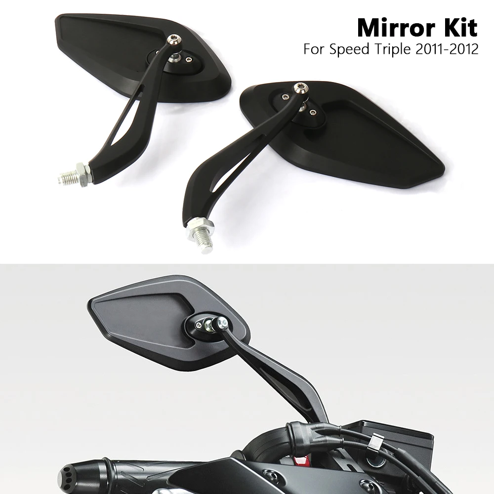 New Motorcycle Accessories Rearview Mirror Lozenge Side Mirror Black Silver For Speed Triple 2011 2012