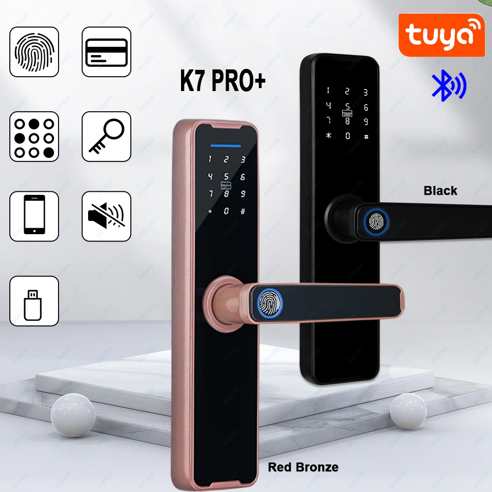 K7 Pro cerradura intelige Biometric Black Smart Lock Tuya App Remote Unlocking Keyless wifi Lock Electronic Door Lock