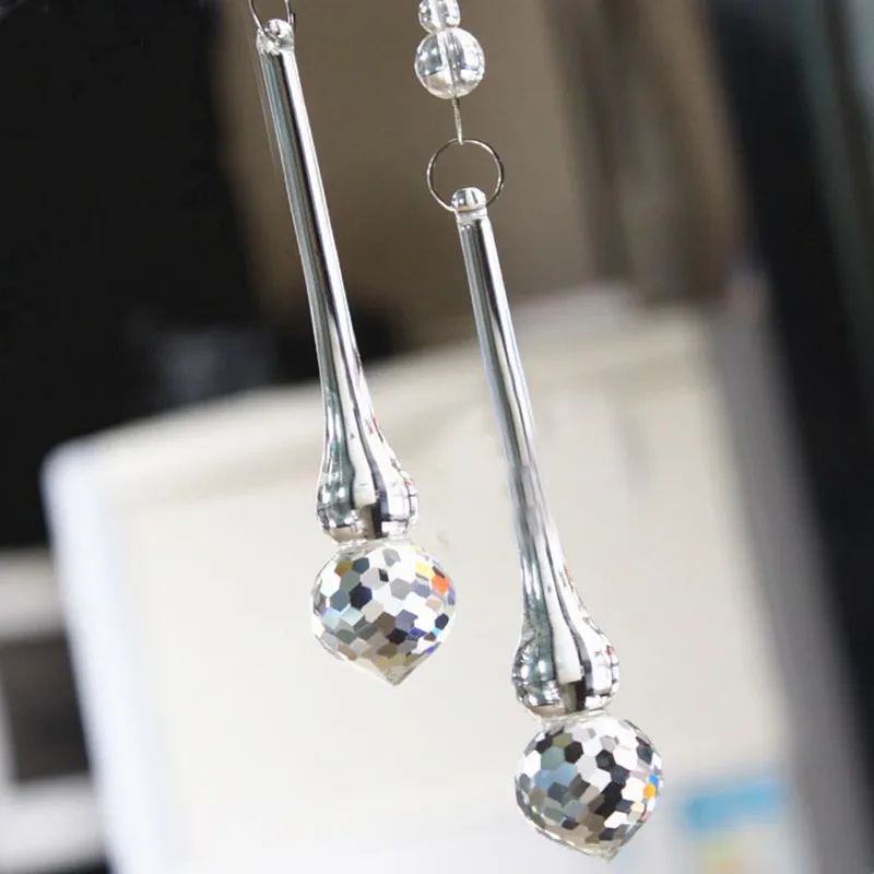 

New Arrived 12pcs/lot 20x98mm Clear Crystal Raindrop Pendant Glass Faceted Chandelier Ball Drops For Suncatcher Christmas Tree