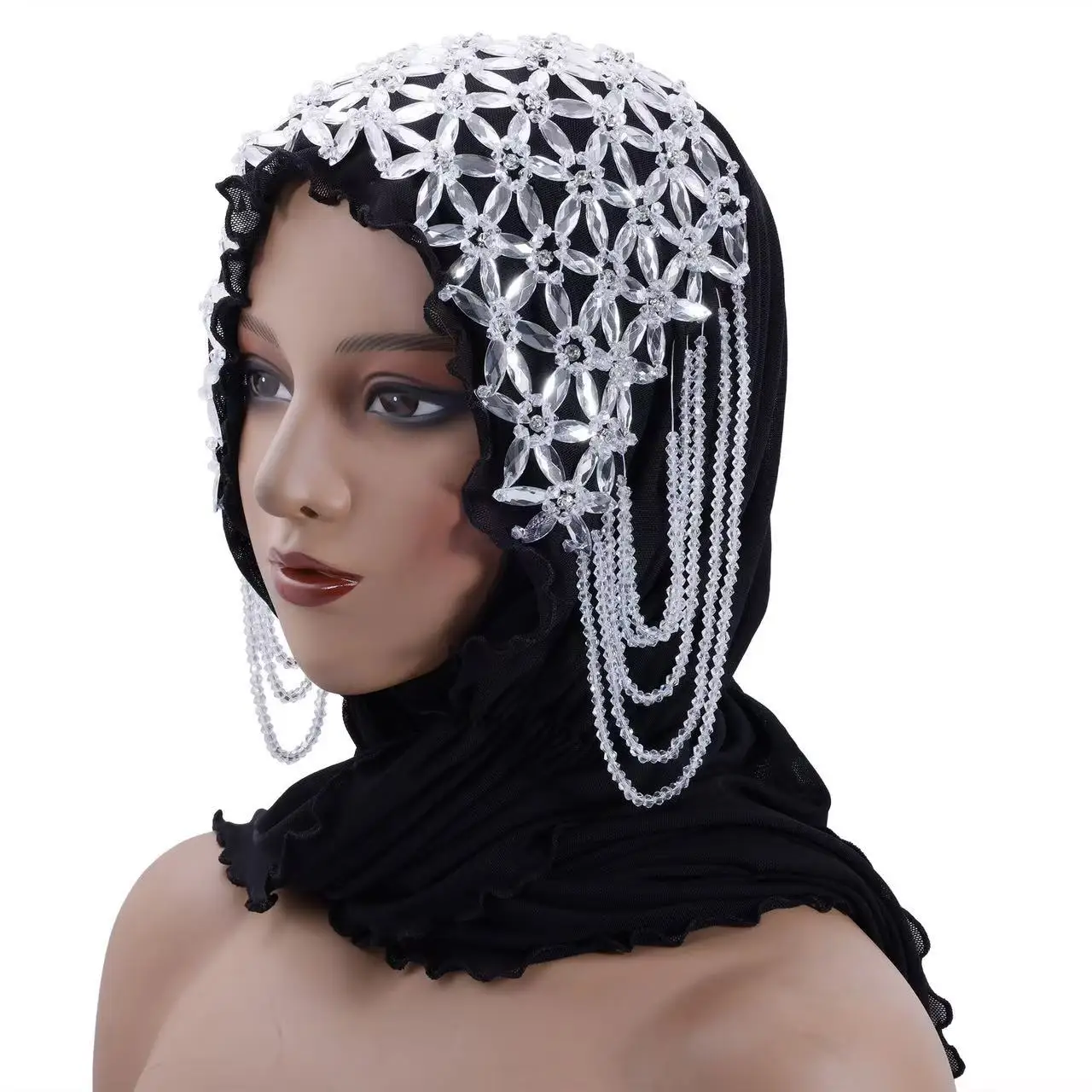 Abaya Hijab Muslim Women Shawl Lace Headscarf Luxury Tassels Scarf Malaysia Prayer Kufi Islam Saudi Arabia Turban 05520