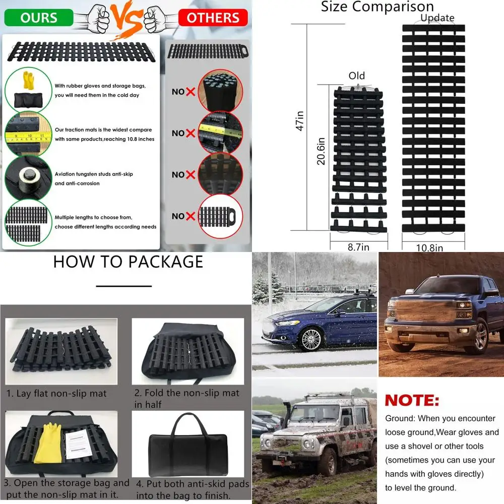 

Коврик для тяги шин, портативные аварийные устройства для снега, льда, грязи и песка, используемые для автомобиля, грузовика, фургона или флот (2 шт. * 47 дюймов)