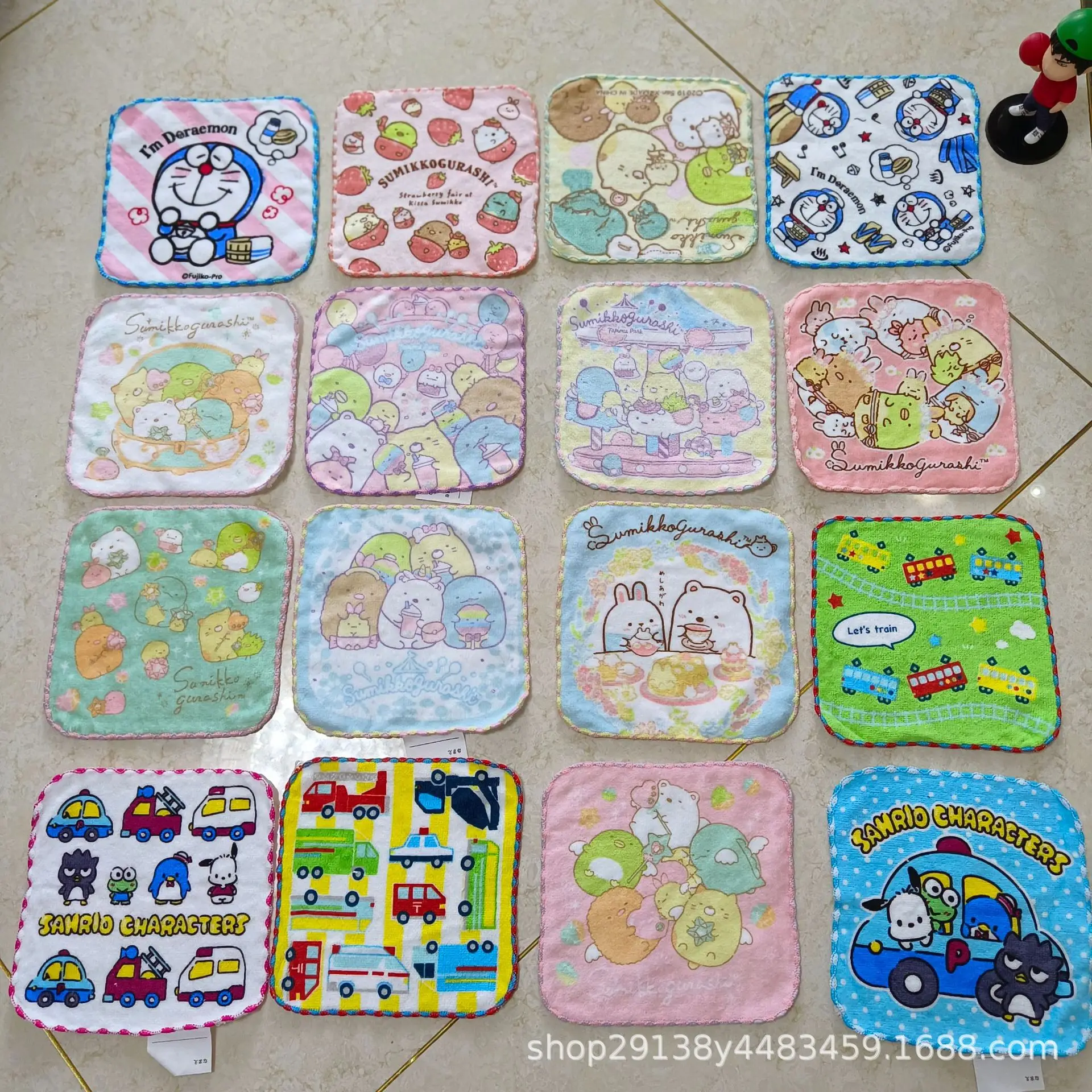 Sanrio, Kindergarten, hand towel, small towel, small square, mini handkerchief,kuromi,hello kitty,15cm x 15cm