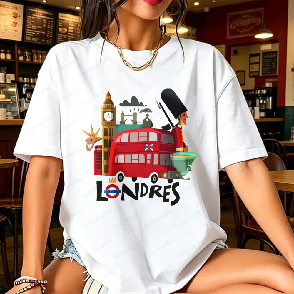 London Red Bus Royal Guard Grafik-T-Shirt Big Ben British Capital Travel Souvenir Unisex-Oberteile London City Baumwoll-Kurzarm-T-Shirts