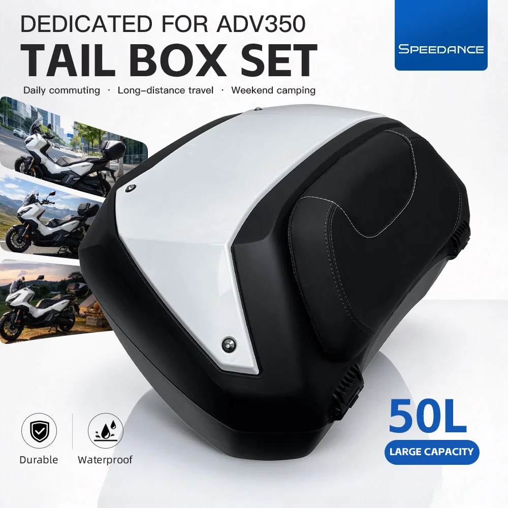 50L Motorcycle Tail Box, Custom Fit, Non-Destructive Install, Quick Release, Multi Colors Top Luggage Case for Honda ADV350