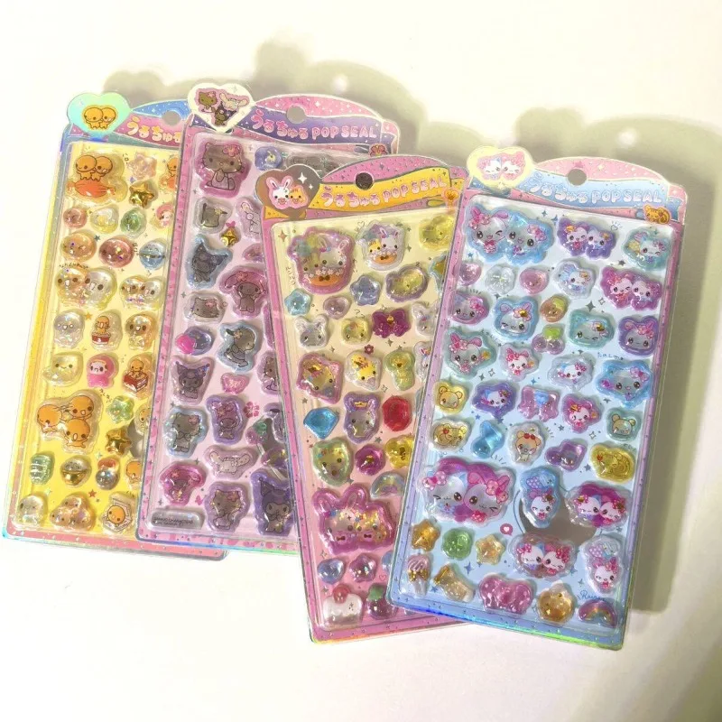 НОВЫЕ 3D-наклейки Sanrio Hello Kitty Vintage Heisei Usagi Natto-kun с тиснением, кристальные стикеры для скрапбукинга и декора дневников