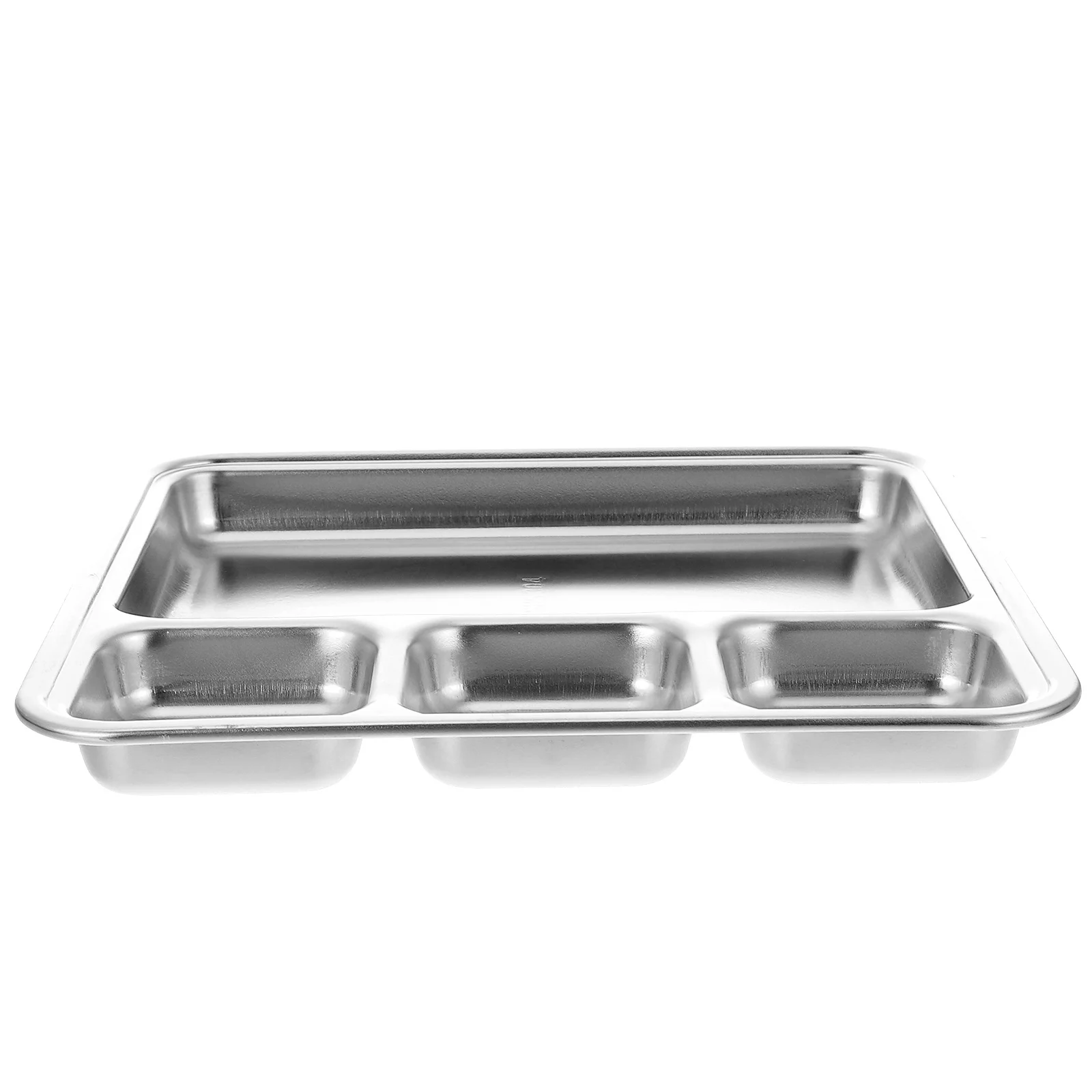 Stainless Steel Grid Dishes 3-Section Mini Platter Reusable Compartment Plates 4 Dinner Food Divided Container Dessert