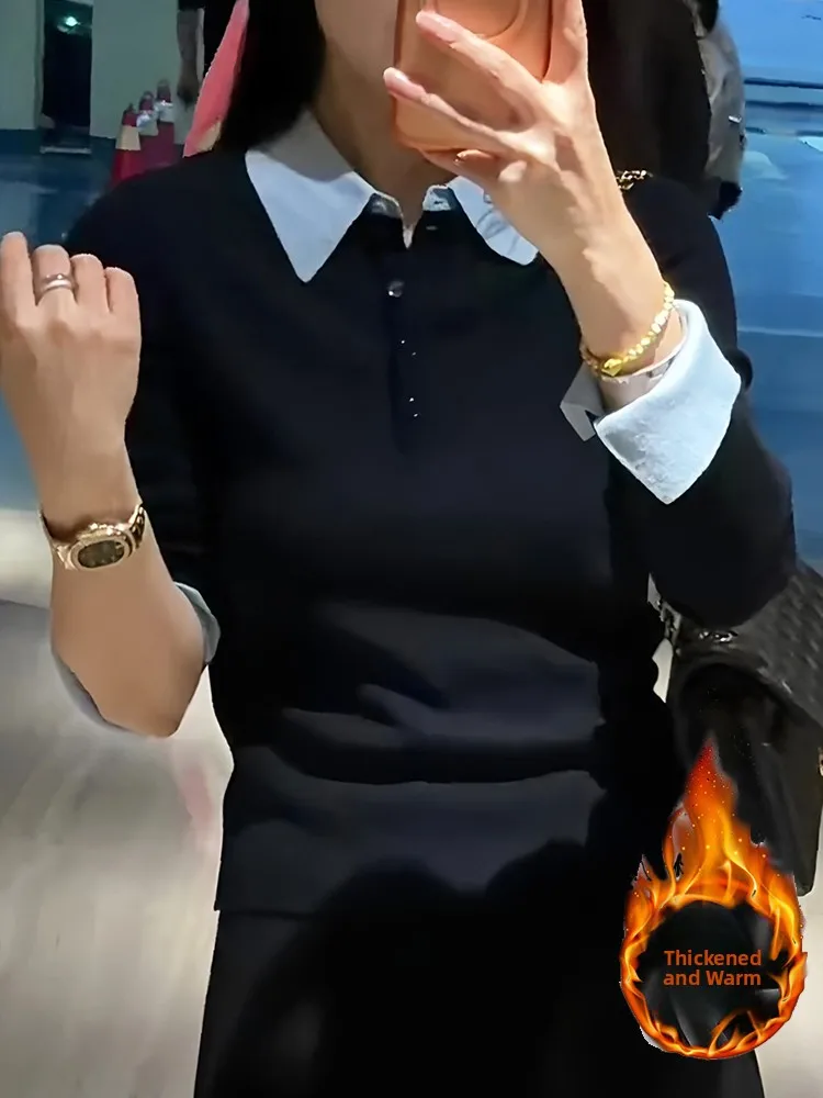 

Женский вязаный свитер с длинными рукавами, теплый зимний, свободного кроя, универсальный базовый слой, корейский стиль, повседневный топ