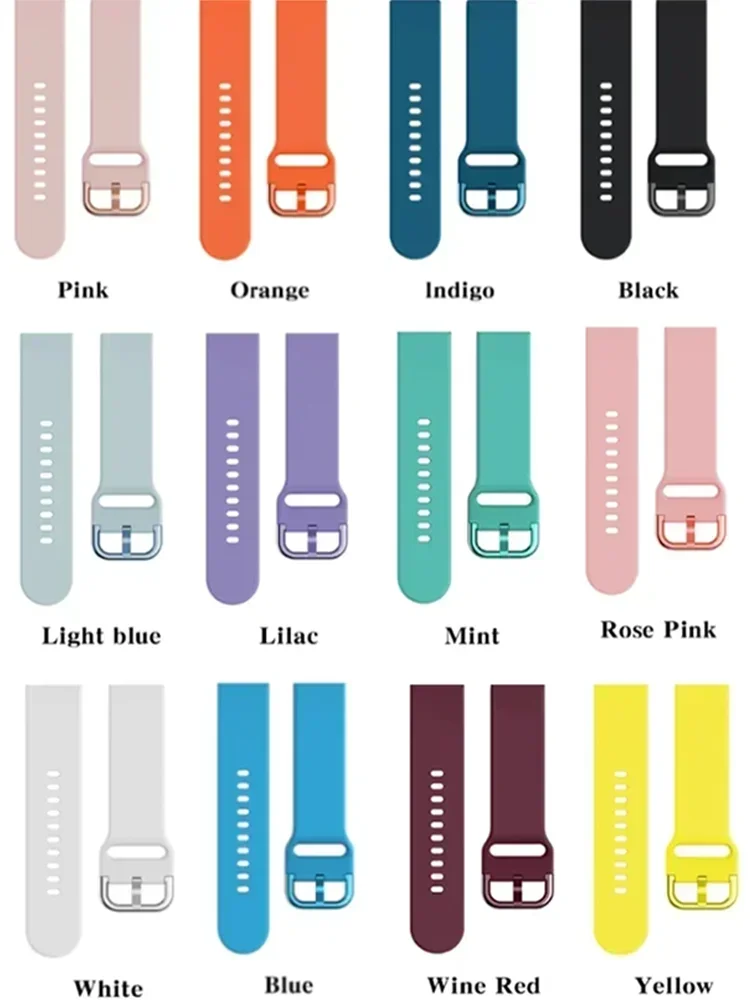 Cinturino da 20mm 22mm per Samsung Galaxy Watch 6/5 4/6Classic 5pro/3/Active 2 bracciale in Silicone Huawei Watch GT muslimpro bands