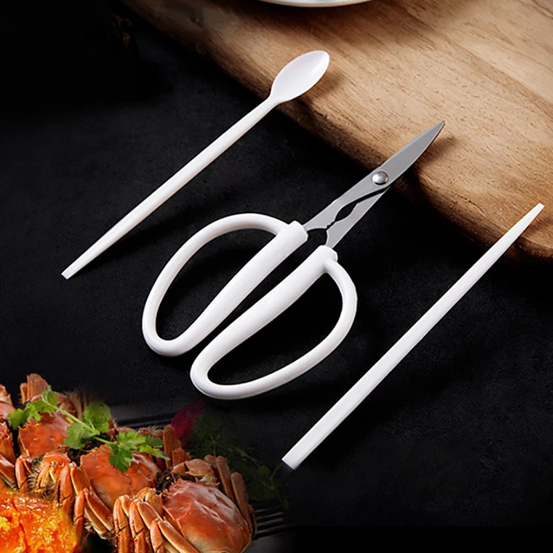 3PCS/Set Stainless Steel Crab Shape Die Cast Shrimp Shellfish Lobster Cracker Seafood Tools Clip Needle Fork Pick Pincer Nut NEW