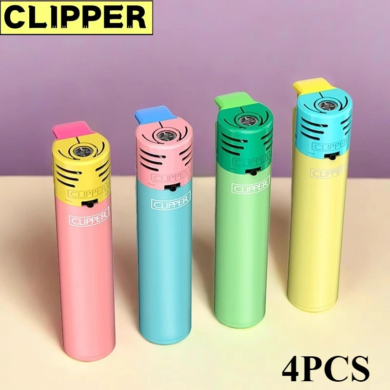 4 Uds Clipper multicolor Jet encendedor de Gas a prueba de viento portátil reciclable inflable Turbo antorcha encendedor regalo accesorios para cigarrillos