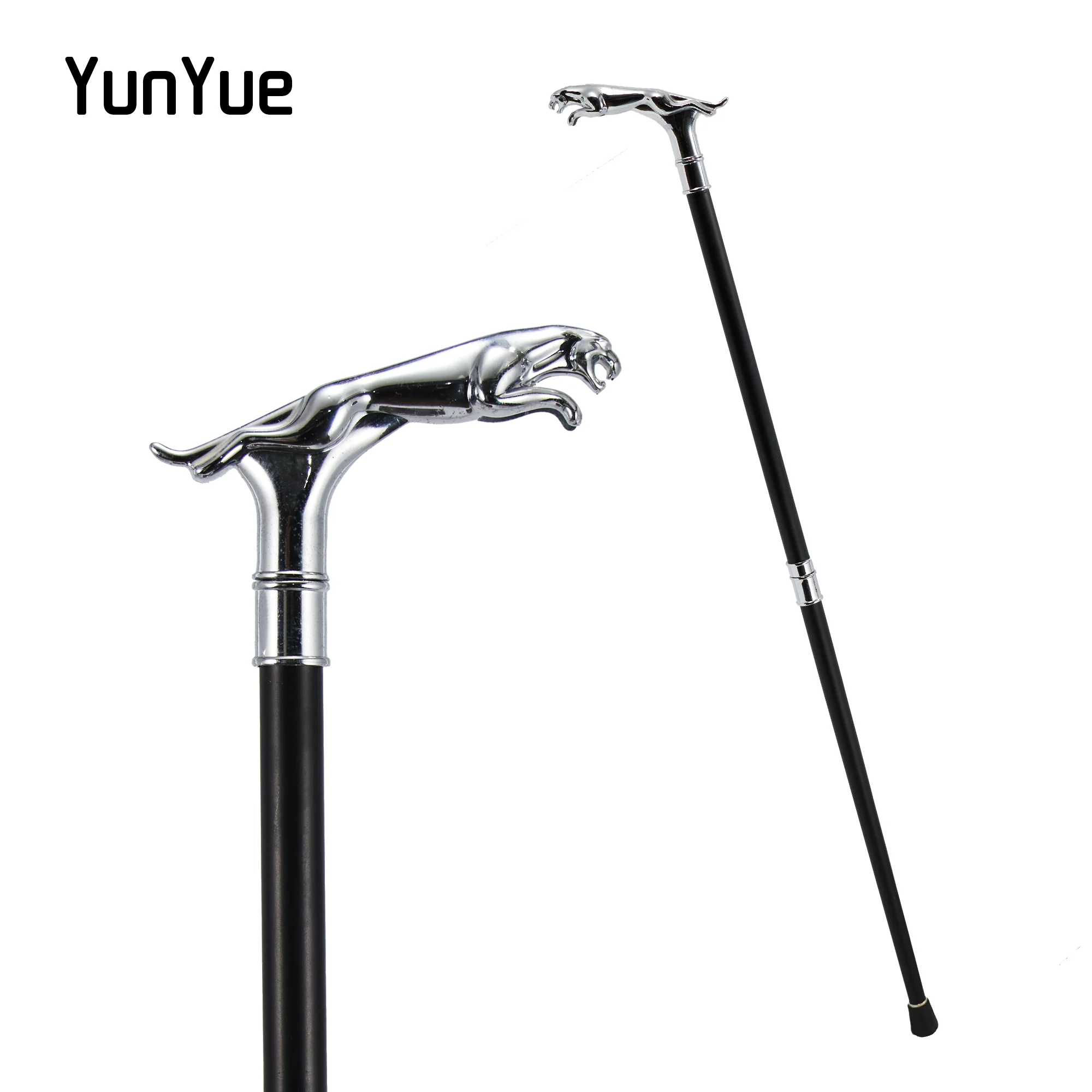 Silver Luxury Leopard Grip Fashion Walking Stick for Parties Decorative Walking Stick Elegant Vintage Removable Cane 93cm