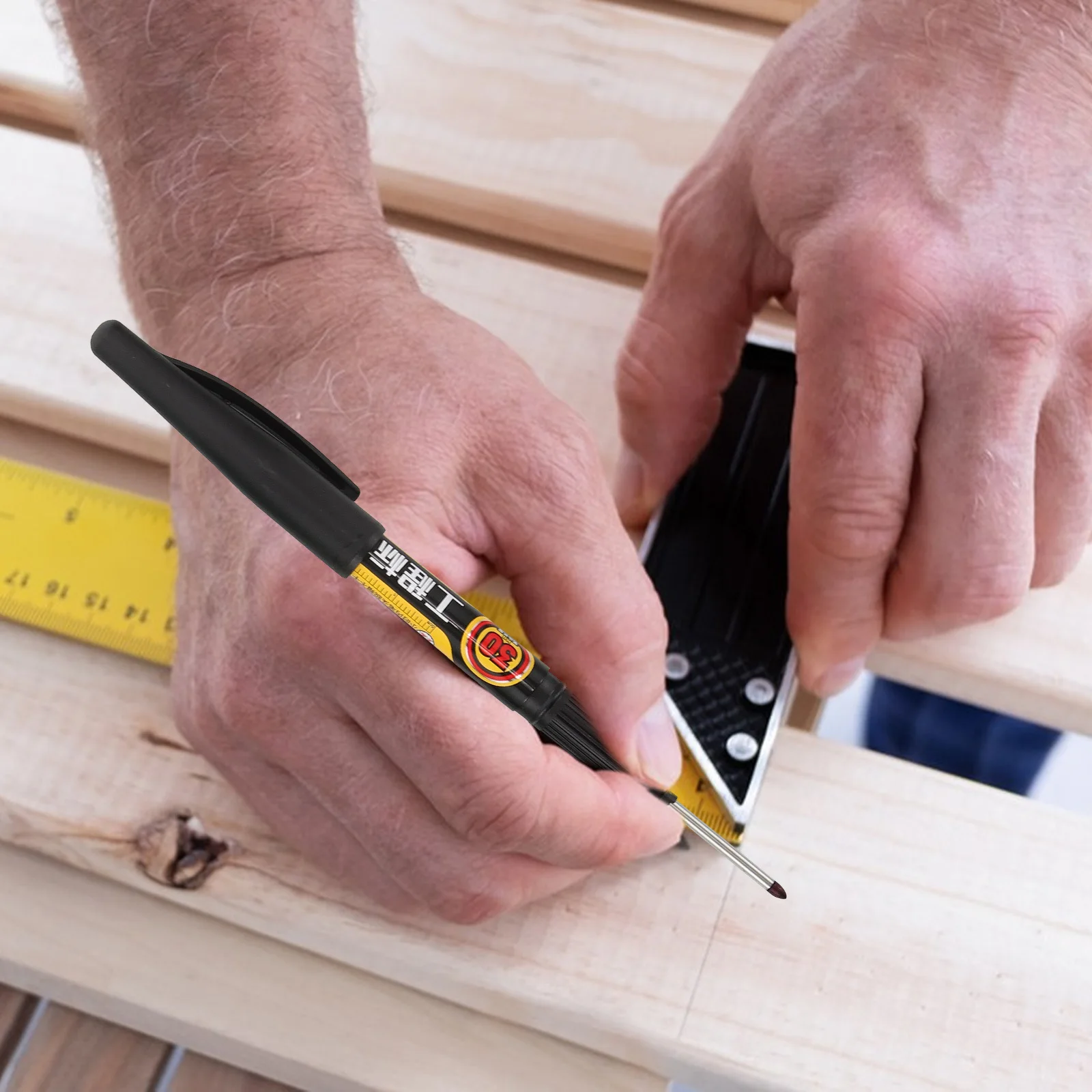 

4Pcs Multi-Function Marker Pen Long Tip Carpenter Woodworking Marker Permanent Marking Tool for Furniture Metal Glass Rubber