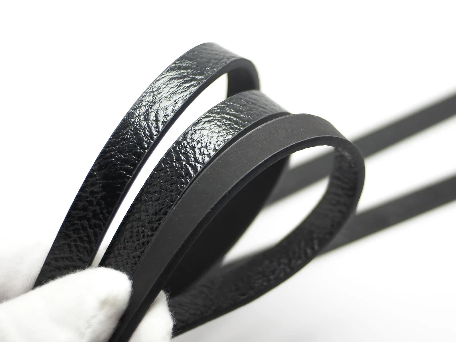 5pcs Black Litchi Texture Leather Cord,10mm Leather Strip,8inches Jewelry Cord,Bracelet Making，DIY Crafting Supplies