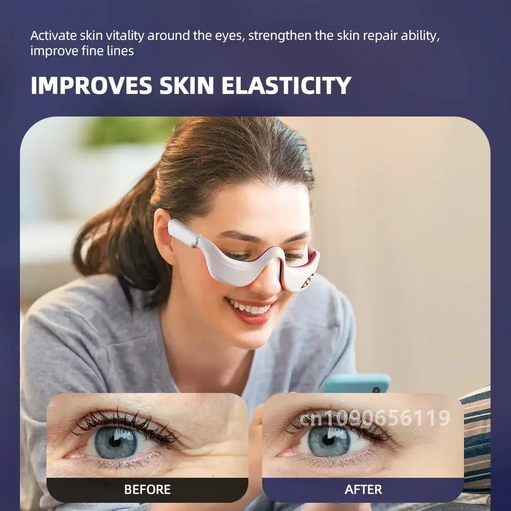 EMS Pulse Vibration Under-Eye Massager Heated Relieves Eye Fatigue Eyes Massage Glasses Dark Circle Eye Bags Eye Fat Remover