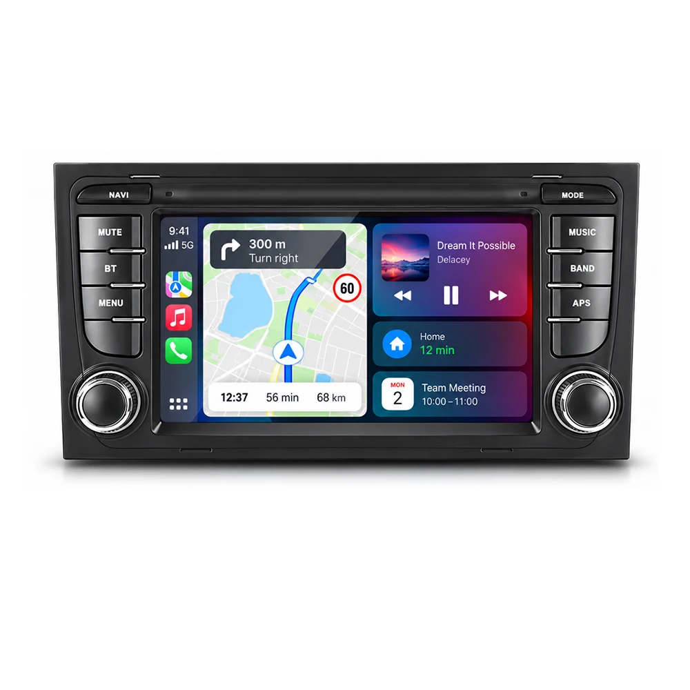 Podofo – 7-calowy samochodowy odtwarzacz multimedialny z systemem Android, przeznaczony do modeli Audi A4 B6 B7, S4, RS4 oraz Seat Exeo, wyposażony w nawigację GPS, Wi-Fi, Bluetooth, radio FM, — 2