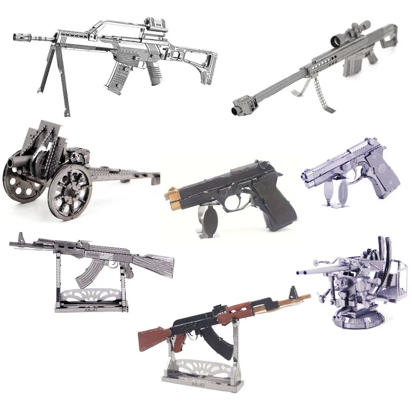 MIni 3D Metal puzzle Guns Jigsaw Model AK-47 Barrett Beretta G36 Colorful Puzzle Educational Toys Military Puzzles for Adults