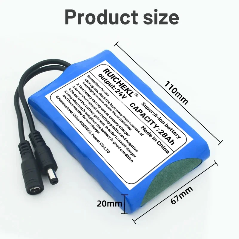 24V 28Ah 6s1p lithium battery pack 18650 rechargeable capacity 100% original DC 12.6v CCTV cam Monitor+Free Shipping