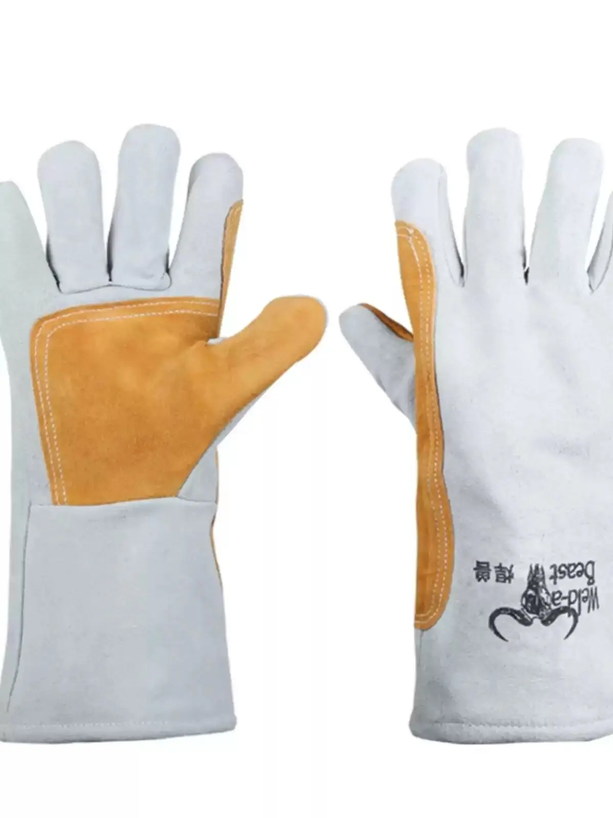 Welding cowhide welding gloves heat insulation anti-scalding welder wear-resistant high temperature resistant