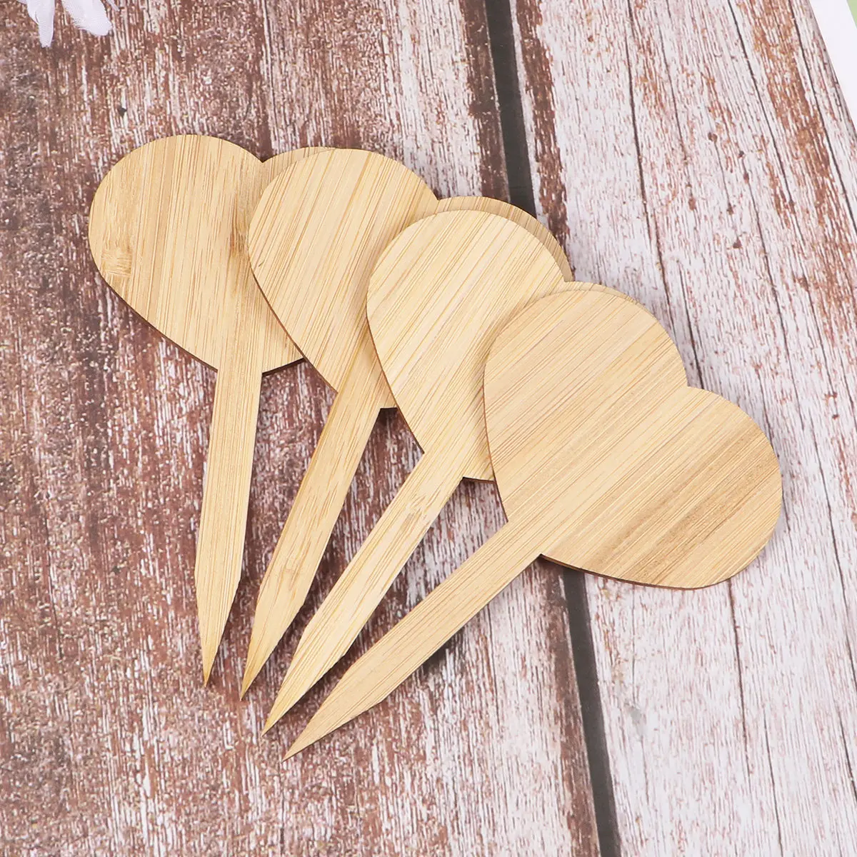 20Pcs Premium Bamboo Plant Markers Heart Style Garden Labels for Indoor Outdoor Plants Seedling Tracking Flower Labeling
