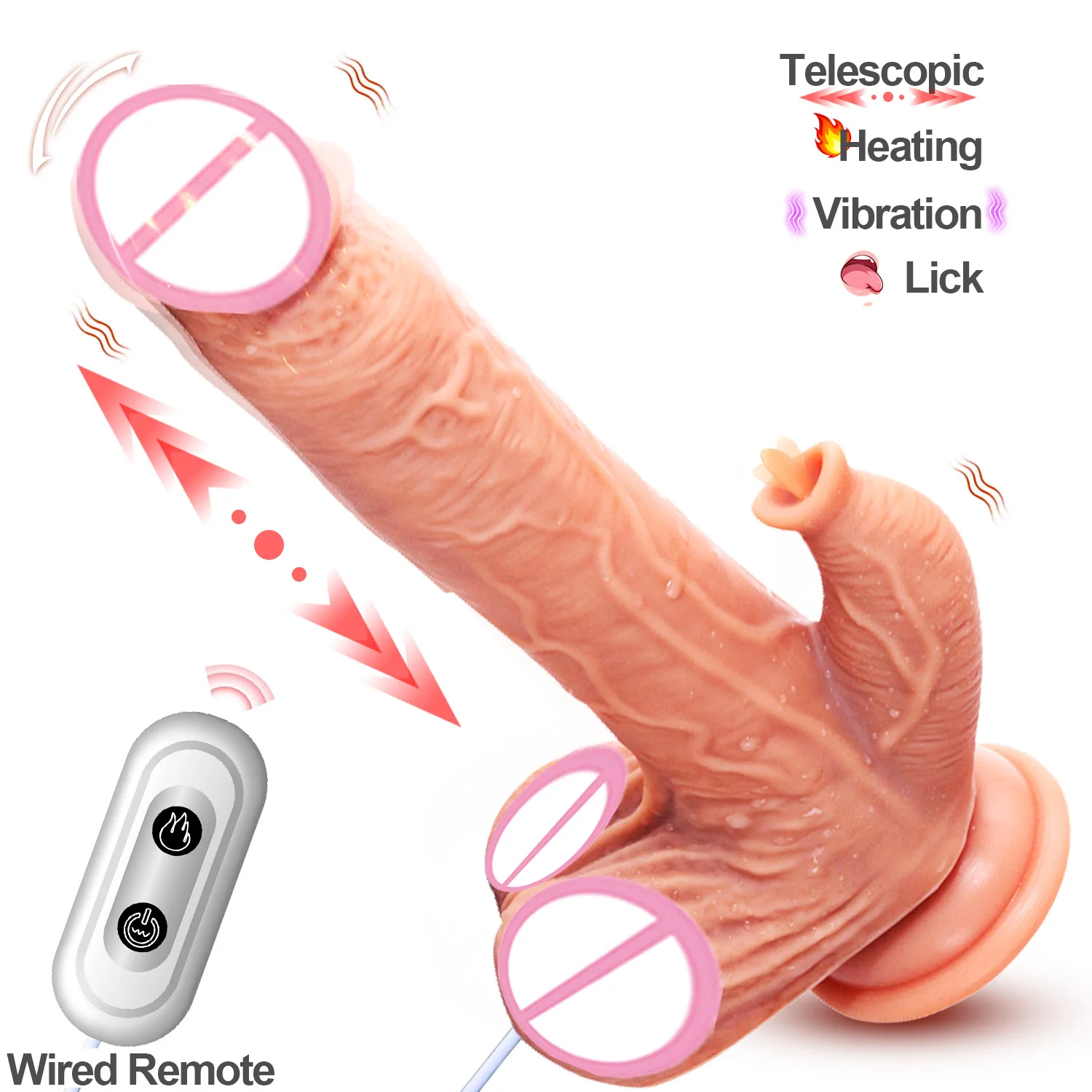 تلسكوبي دسار هزاز التحكم عن بعد كبير وهمية ديك مثير الكبار تهتز واقعية التدفئة دسار لتحفيز المهبل الشرج #2