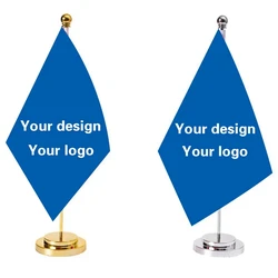 xvggdg   Custom Your Logo Flag Size 14x21cm  With Desk Stand Set Advertising Customized Office Desk Table Standing
