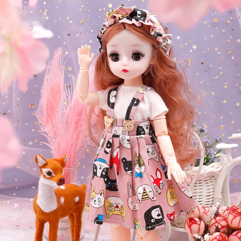 BJD Jointed Doll 30CM For Girl Full Set 23 Moveable Body Doll With Clothes Wig Shoes Style Dress Up Baby DIY Dolls 1/6 Toys